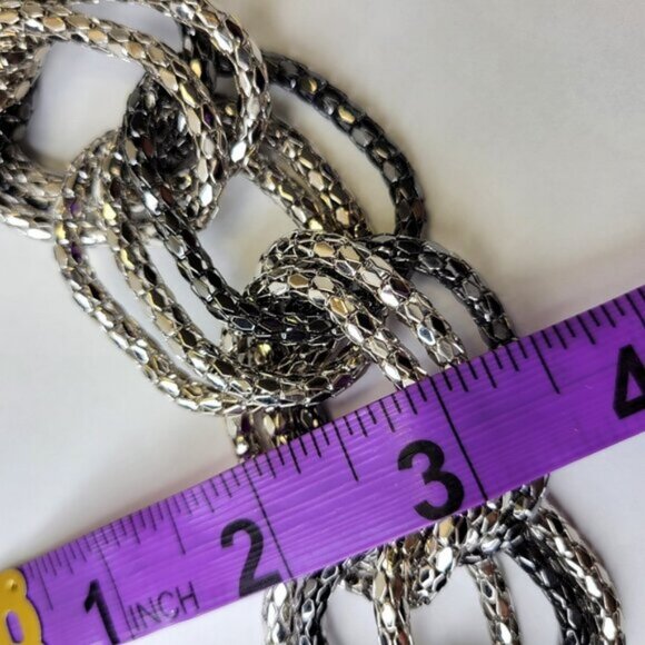 Chunky Silver Tone Choker Chain Link Necklace and Earrings Set - Picture 8 of 12